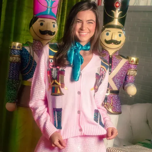 Sequin Sleeve Fair Skin Nutcracker Cardigan