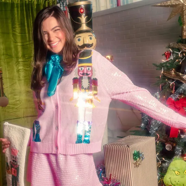 Sequin Sleeve Fair Skin Nutcracker Cardigan