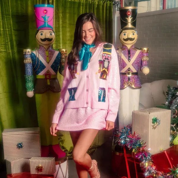 Sequin Sleeve Fair Skin Nutcracker Cardigan